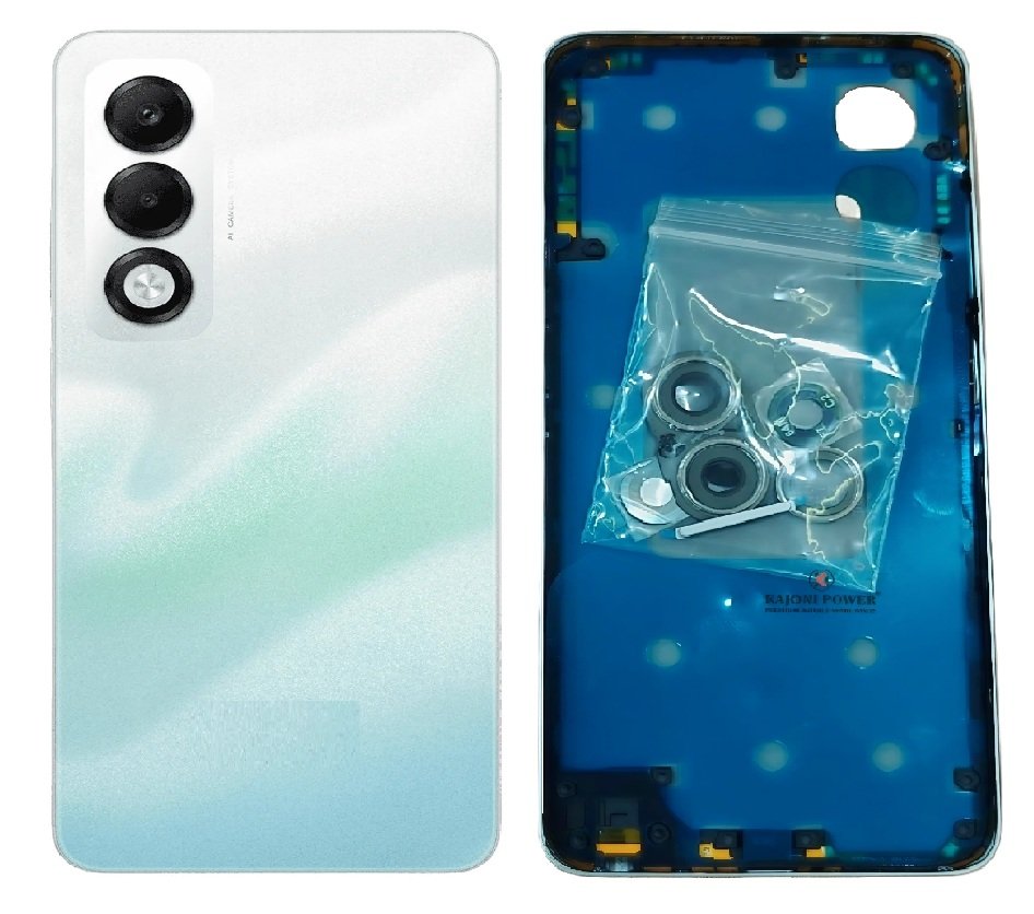 Compatible Replacement Oppo K13x 5G Full Body Housing Replacement Back Frame Middle Chassis with Side Keys – Pink, Black & White Color: WHITE
